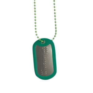 Set VERDE Gommino silenziatore Verde con piastrina e collana blu