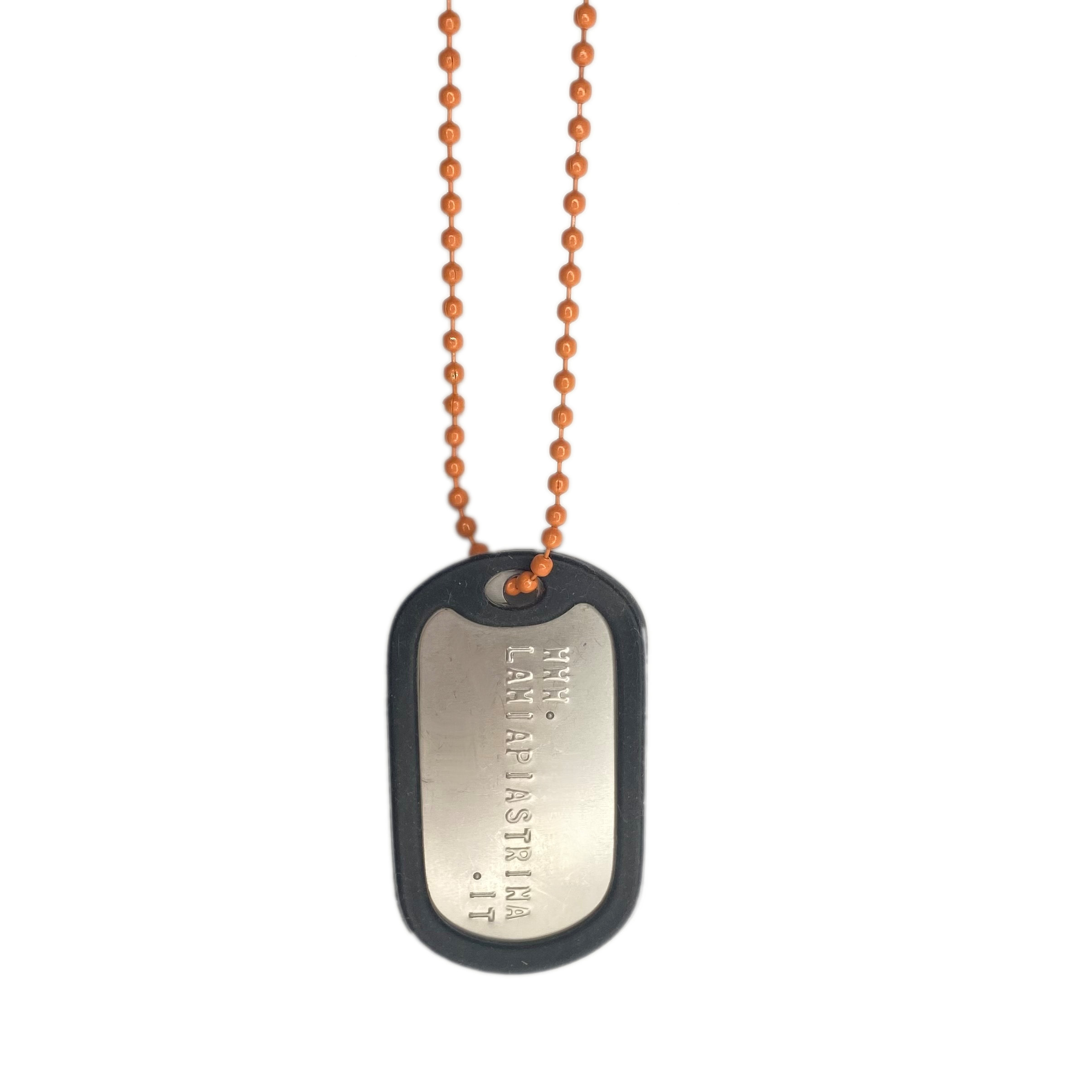 Set con Collana a Pallini Arancione per piastrina militare dog tags