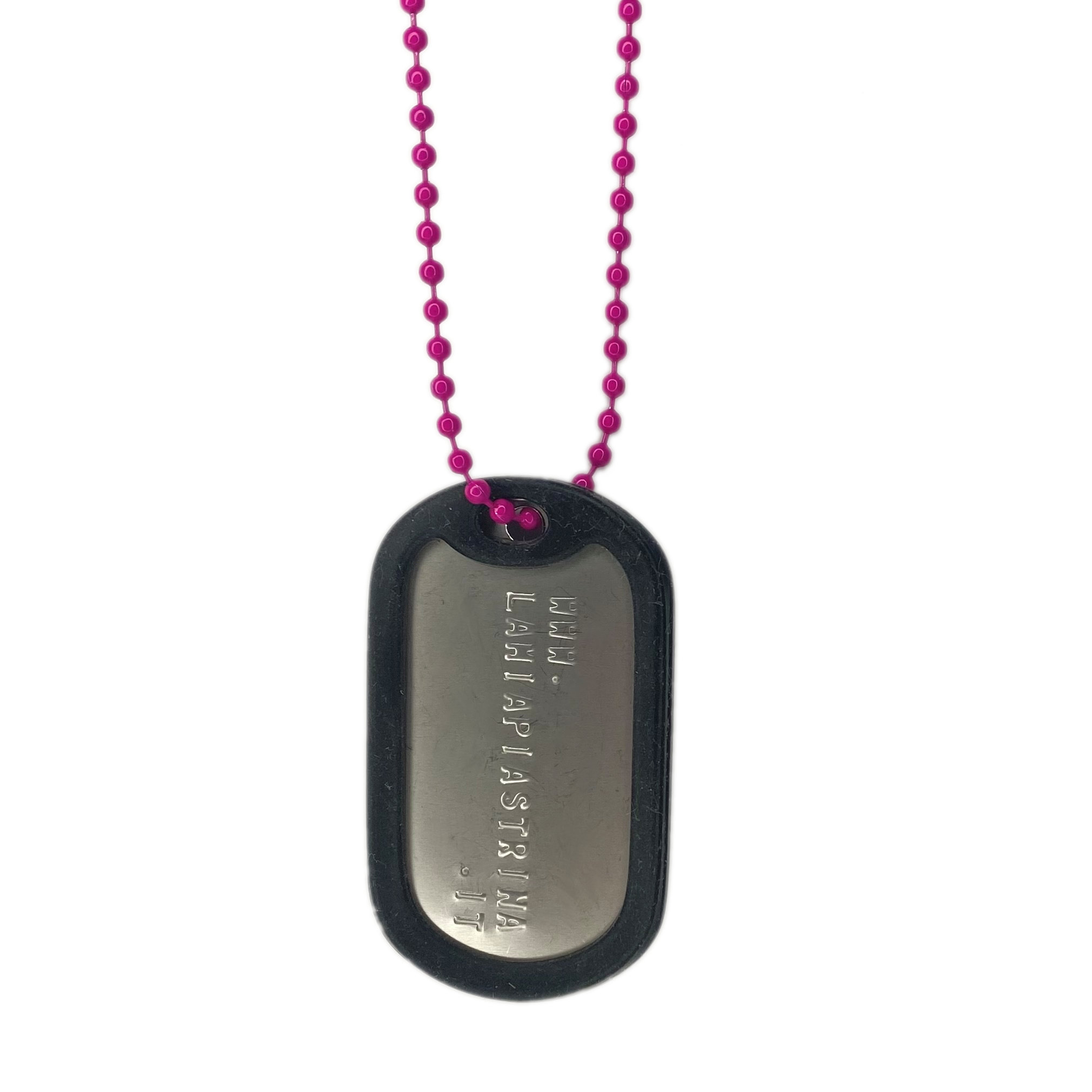 Set con Collana a Pallini Fucsia per piastrina militare dog tags