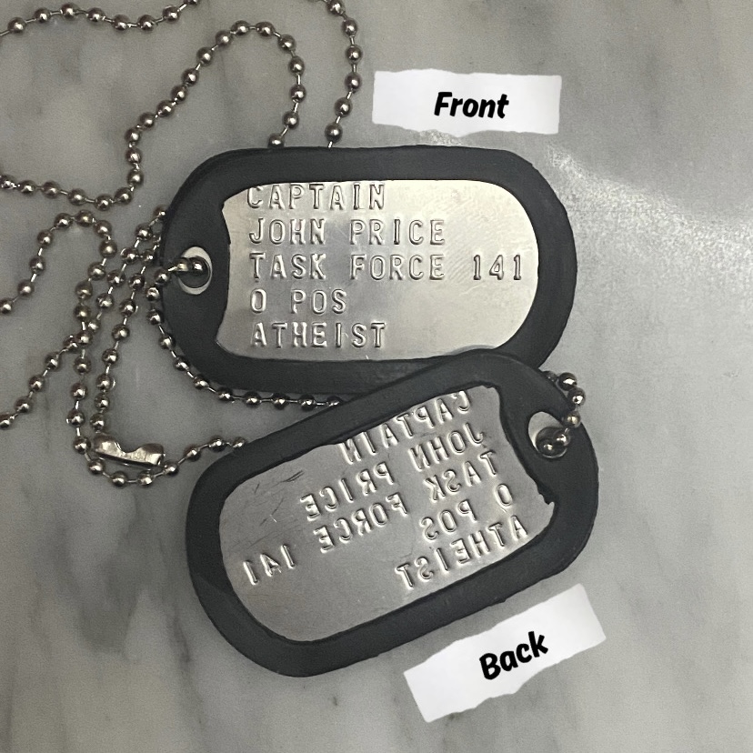 piastrine dog tags john price call of duty