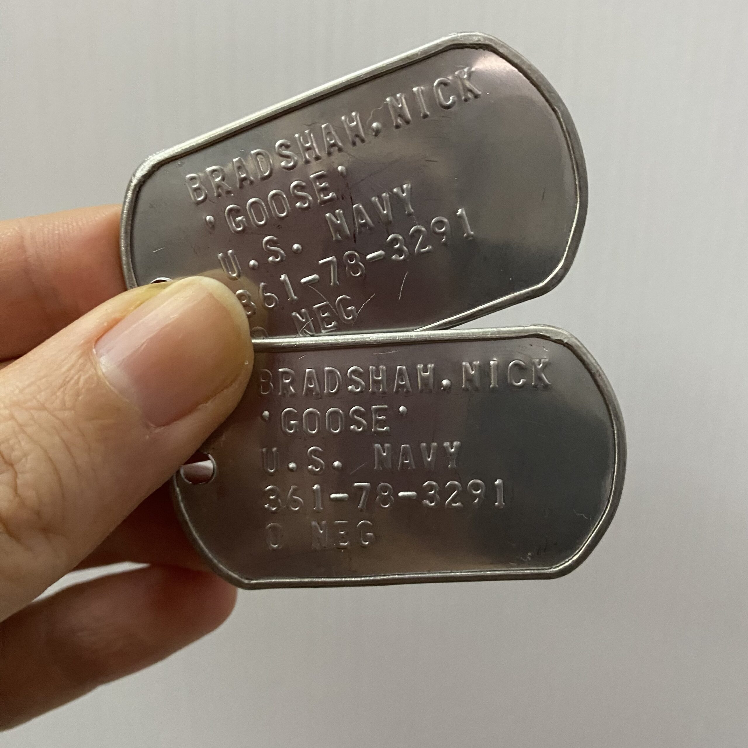 piastrine militari nick bradshaw Goose top gun