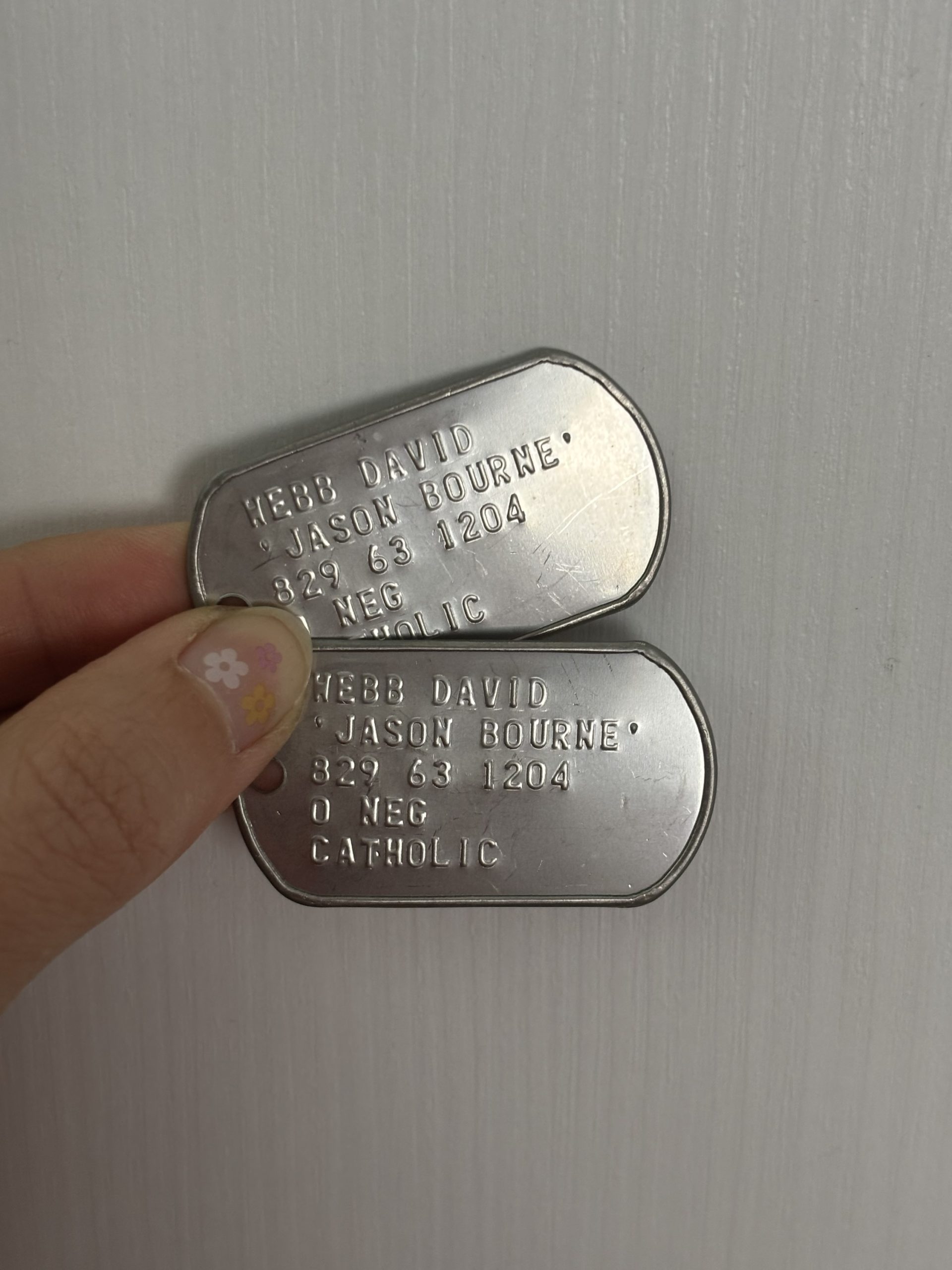 dogtag Jason Bourne Webb David piastrine militari