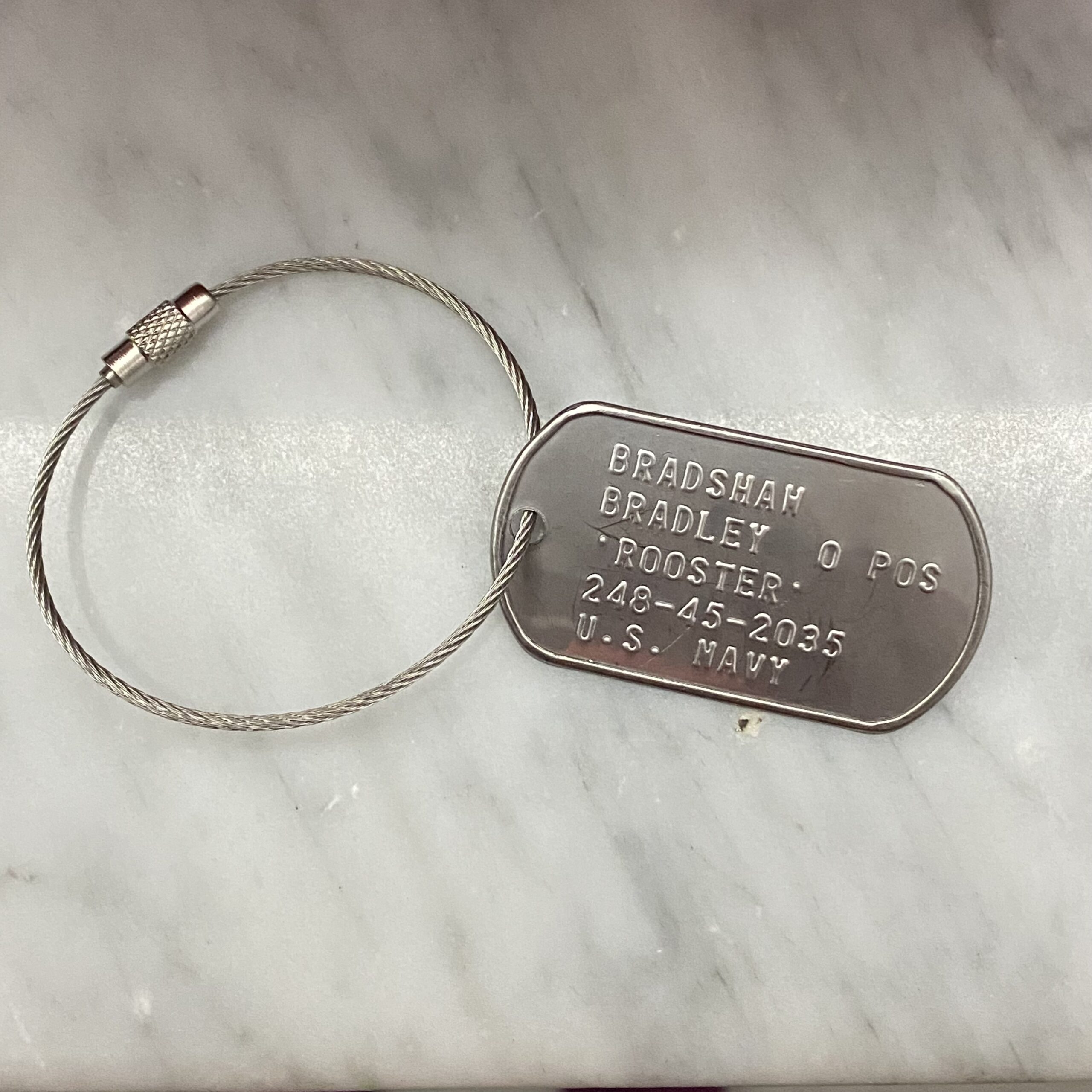 Cavo Acciaio Security Dogtag piastrine militari Rooster top gun